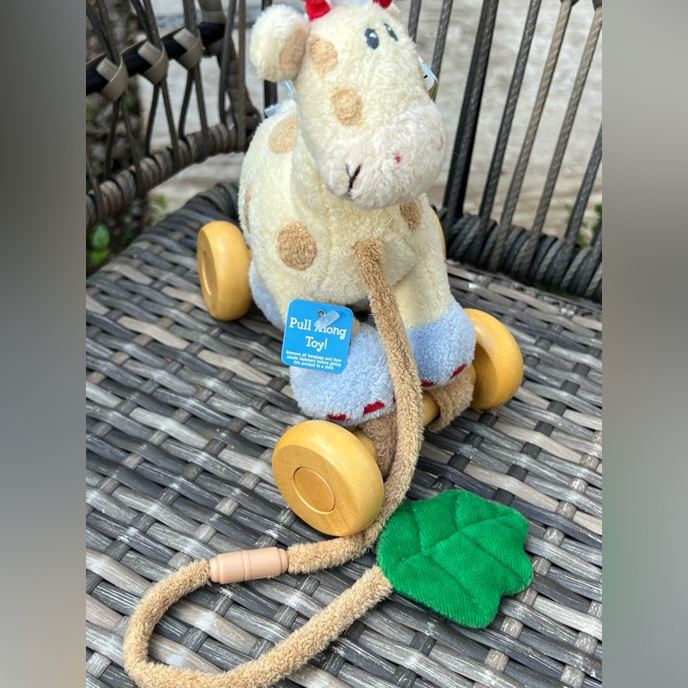 🌟🌟HP🌟🌟 Rare Baby Gund Woodles Gazoo Giraffe Wood Pull Along Toy New Old Stock - Picture 4 of 7